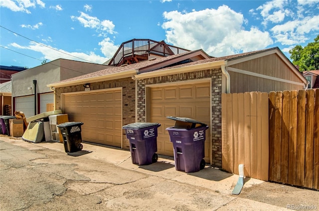 view of garage