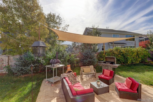 view of patio with an outdoor hangout area