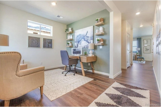 office featuring dark hardwood / wood-style floors