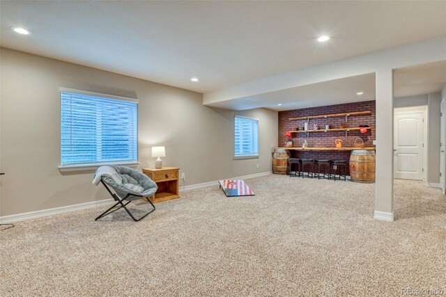 12718 Windingwalk Dr, Peyton, CO 80831 - living area with bar area, carpet, recessed lighting, and baseboards