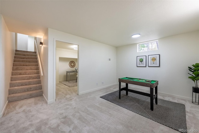 game room featuring carpet