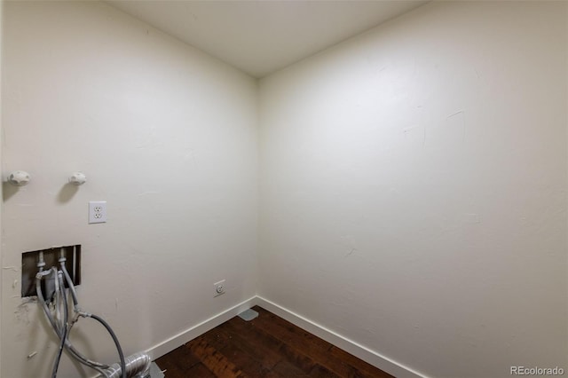 laundry room with hookup for a washing machine and hardwood / wood-style flooring