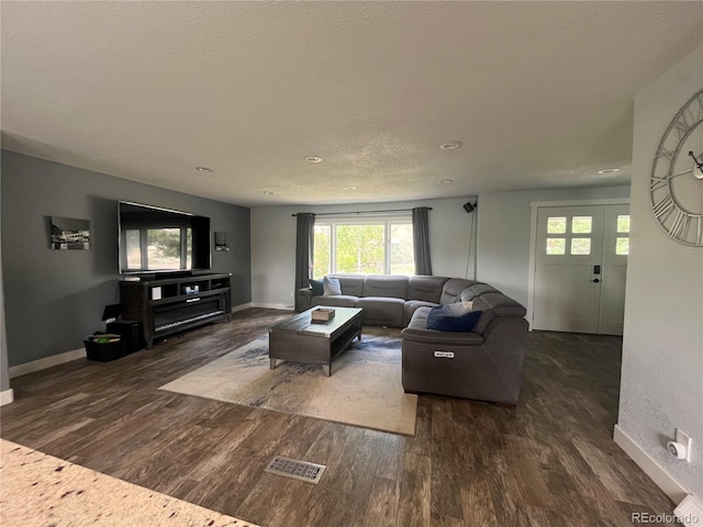 1158 E Easter Ct, Centennial, CO 80122 - living area featuring baseboards, dark wood finished floors, and recessed lighting