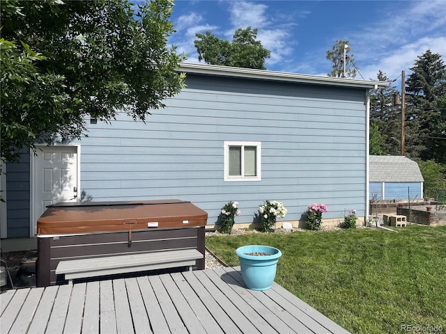 1158 E Easter Ct, Centennial, CO 80122 - wooden terrace with a hot tub and a lawn
