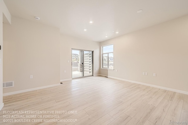 834 W 128th Pl, Westminster, CO 80234 - spare room featuring baseboards, recessed lighting, visible vents, and light wood-type flooring