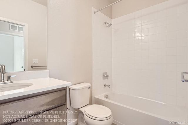 834 W 128th Pl, Westminster, CO 80234 - full bathroom with visible vents, toilet, vanity, and shower / tub combination
