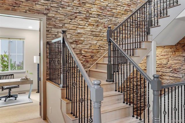 15252 W Warren Dr, Lakewood, CO 80228 - stairs featuring baseboards, carpet, and recessed lighting