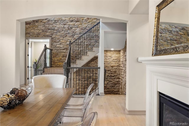 15252 W Warren Dr, Lakewood, CO 80228 - dining room with stairway and light wood-style flooring
