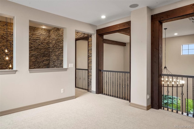 15252 W Warren Dr, Lakewood, CO 80228 - unfurnished bedroom with an inviting chandelier, carpet floors, baseboards, and recessed lighting