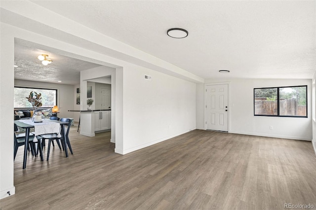 206 Troy St, Aurora, CO 80011 - living area featuring a textured ceiling, wood finished floors, and healthy amount of natural light