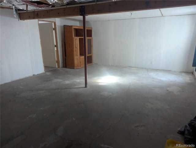 view of unfinished basement