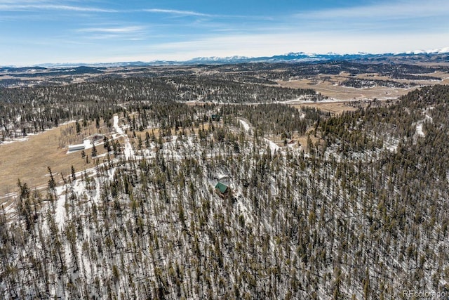 bird's eye view with a mountain view