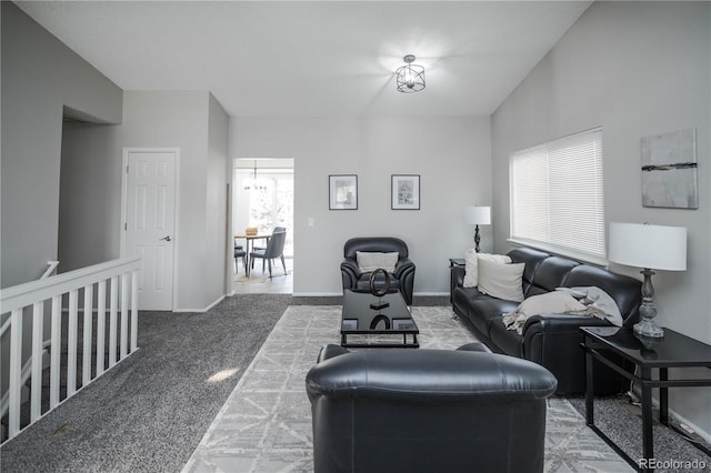 living room with carpet floors