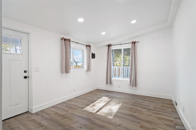 foyer with hardwood / wood-style flooring