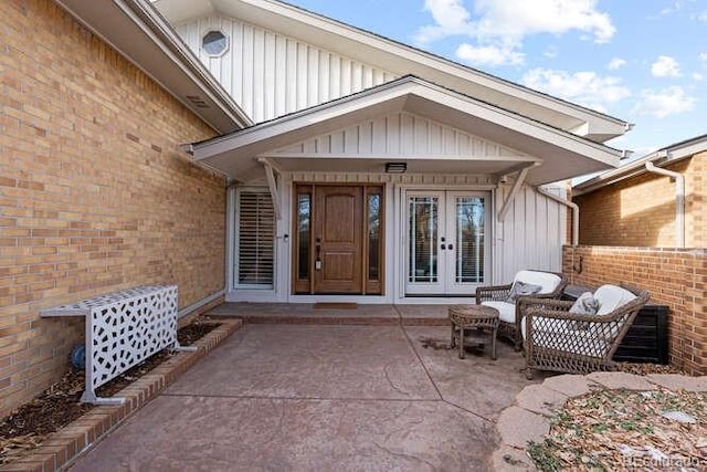 property entrance with french doors