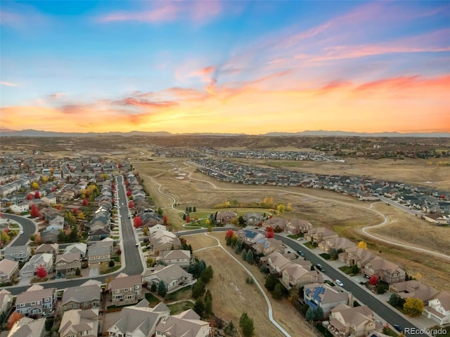 view of aerial view at dusk