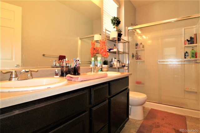 713 Indigo St, Brighton, CO 80603 - full bathroom with double vanity, a stall shower, and tile patterned flooring