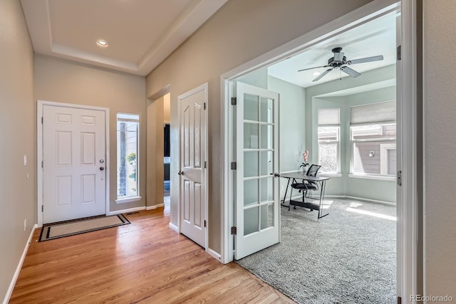 10117 Waco St, Commerce City, CO 80022 - entryway with wood finished floors, ceiling fan, and recessed lighting