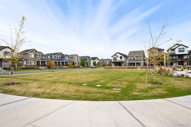 view of home's community featuring a residential view and a lawn
