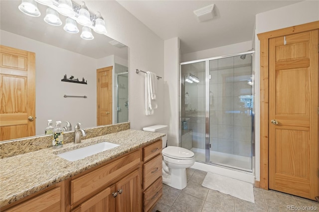 1948 Wagon Wheel Rd, Hartsel, CO 80449 - bathroom with tile patterned flooring, vanity, and a shower stall