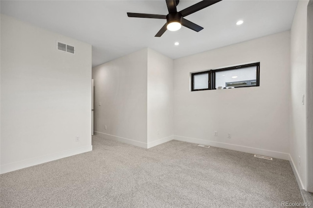1735 Lowell Blvd, Denver, CO 80204 - carpeted empty room featuring a ceiling fan, baseboards, visible vents, and recessed lighting