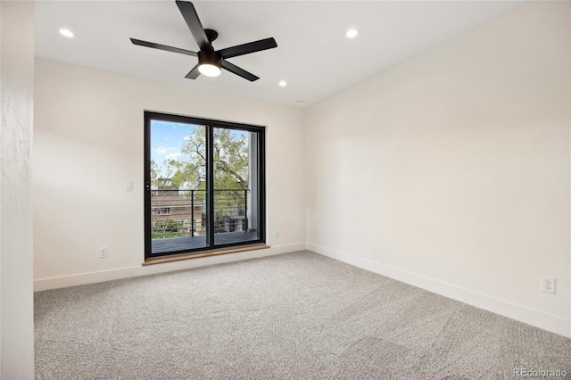 1735 Lowell Blvd, Denver, CO 80204 - unfurnished room with baseboards, carpet, a ceiling fan, and recessed lighting