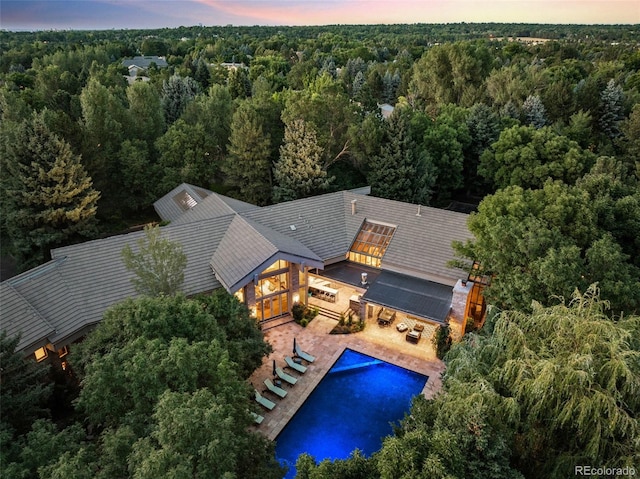 4766 S Fillmore Ct, Cherry Hills Village, CO 80113 - aerial view at dusk of a view of trees