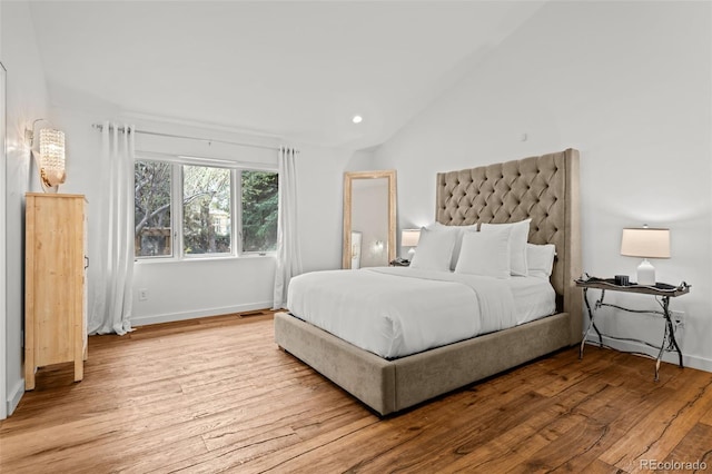 4766 S Fillmore Ct, Cherry Hills Village, CO 80113 - bedroom featuring wood finished floors, lofted ceiling, baseboards, and recessed lighting