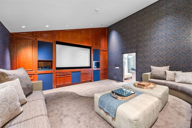 4766 S Fillmore Ct, Cherry Hills Village, CO 80113 - home theater room featuring light carpet and recessed lighting