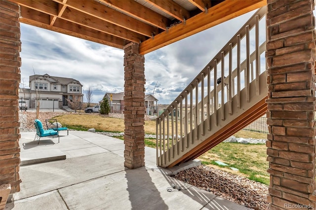 view of patio / terrace with stairway