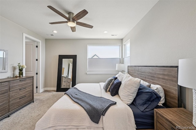 12320 W 51st Ave, Wheat Ridge, CO 80033 - bedroom featuring light colored carpet, a ceiling fan, and recessed lighting