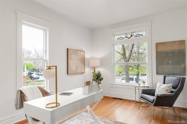 3905 Tejon St, Denver, CO 80211 - office area featuring wood finished floors and baseboards
