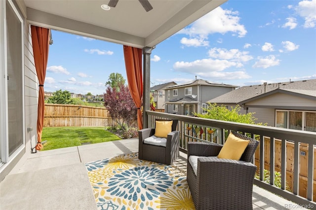 9628 Albion Ln, Thornton, CO 80229 - balcony featuring ceiling fan and a residential view
