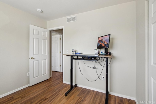 16304 10th St, Mead, CO 80542 - office area featuring dark wood-style floors and baseboards