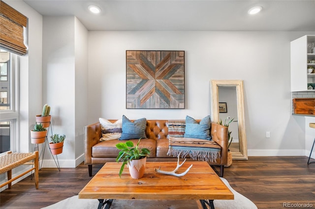 sitting room featuring dark hardwood / wood-style flooring