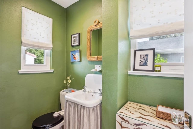 225 N Ivanhoe St, Denver, CO 80220 - half bathroom with toilet and a textured wall