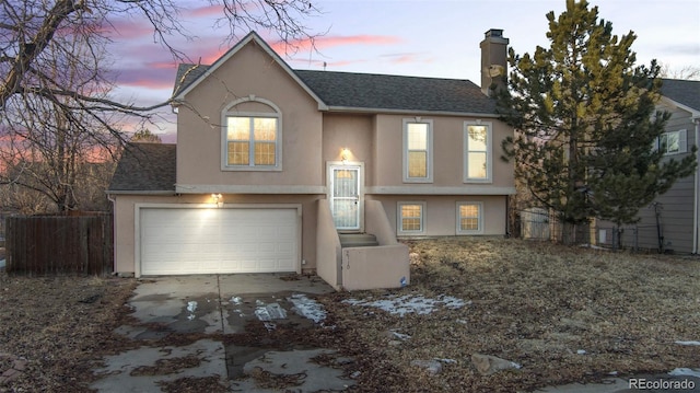 bi-level home with a garage