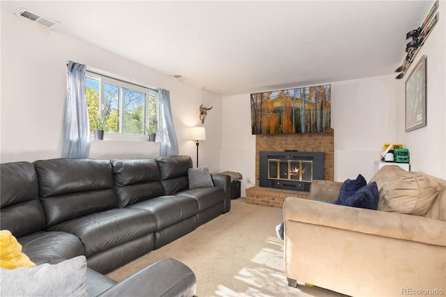 4374 E Peakview Cir, Centennial, CO 80121 - living room featuring light colored carpet and a fireplace