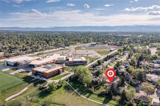 4374 E Peakview Cir, Centennial, CO 80121 - aerial overview of property's location featuring a mountain backdrop