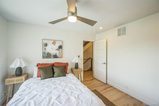 4922 Lowell Blvd Unit 3, Denver, CO 80221 - bedroom with light wood finished floors, recessed lighting, and ceiling fan