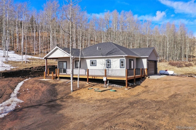 exterior space with a garage