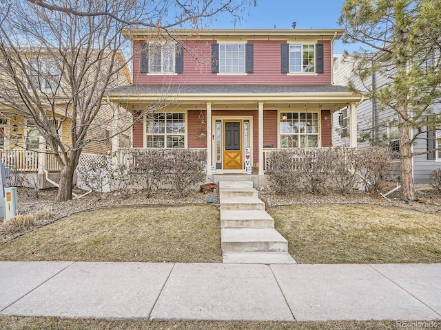 view of front of home with a front lawn