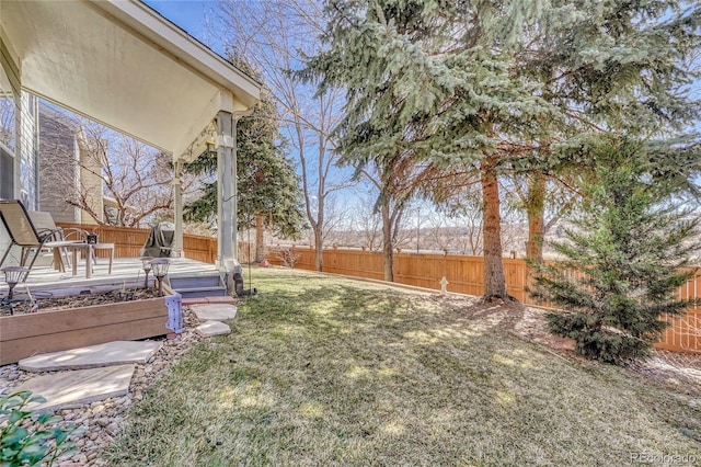 view of yard featuring a fenced backyard