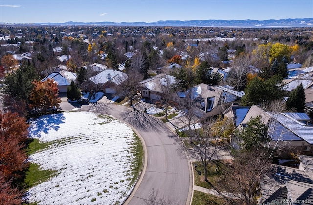 aerial view with a mountain view