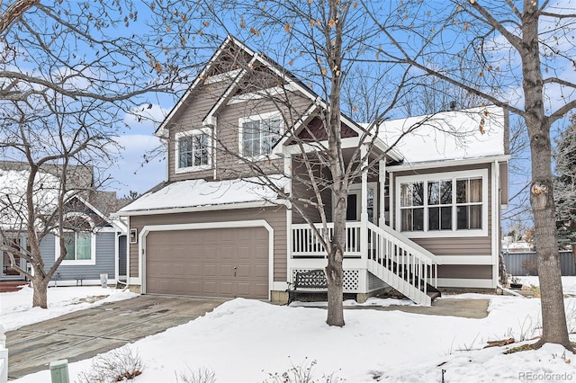 view of front of house with a garage