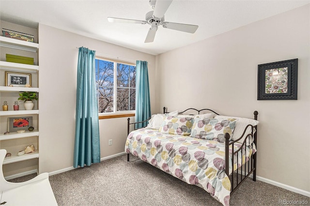 bedroom with carpet flooring and ceiling fan