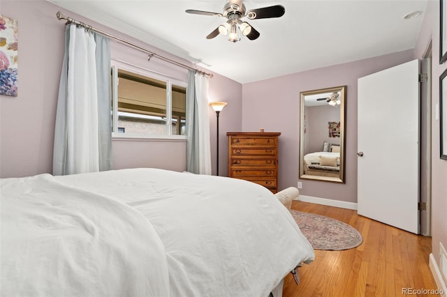 1432 Xanthia St, Denver, CO 80220 - bedroom featuring light wood-style floors, baseboards, and ceiling fan