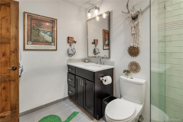 1654 Muirfield Ln, Evergreen, CO 80439 - full bathroom featuring vanity, toilet, baseboards, and a shower