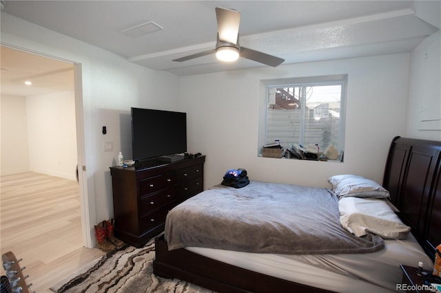 201 Monmouth Ave, Firestone, CO 80520 - bedroom featuring wood finished floors and ceiling fan