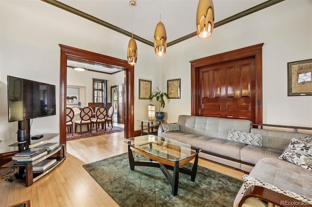 1437 Columbine St, Denver, CO 80206 - living area with hardwood / wood-style floors and baseboards